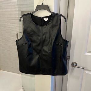 J. Crew Black Sleeveless Faux Leather Top